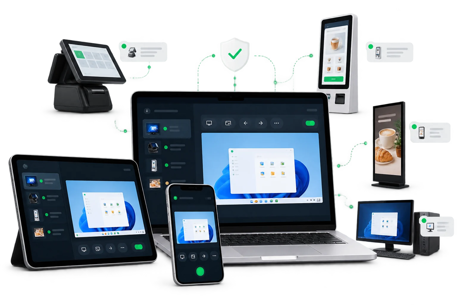 Control remoto de equipos mShop desde ordenador, tableta y móvil