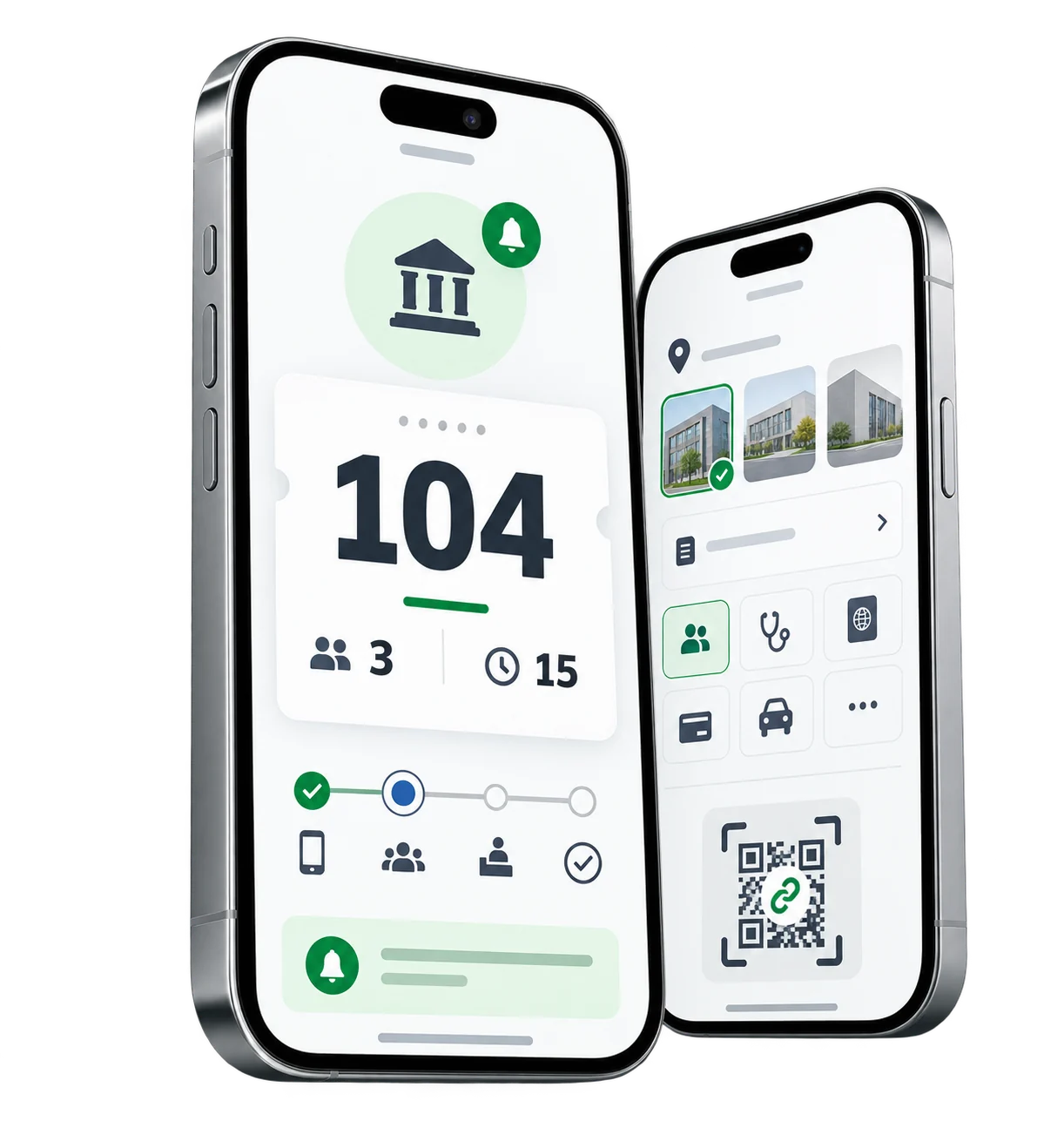 Turno virtual de mTurn Mobile mostrado en dos teléfonos